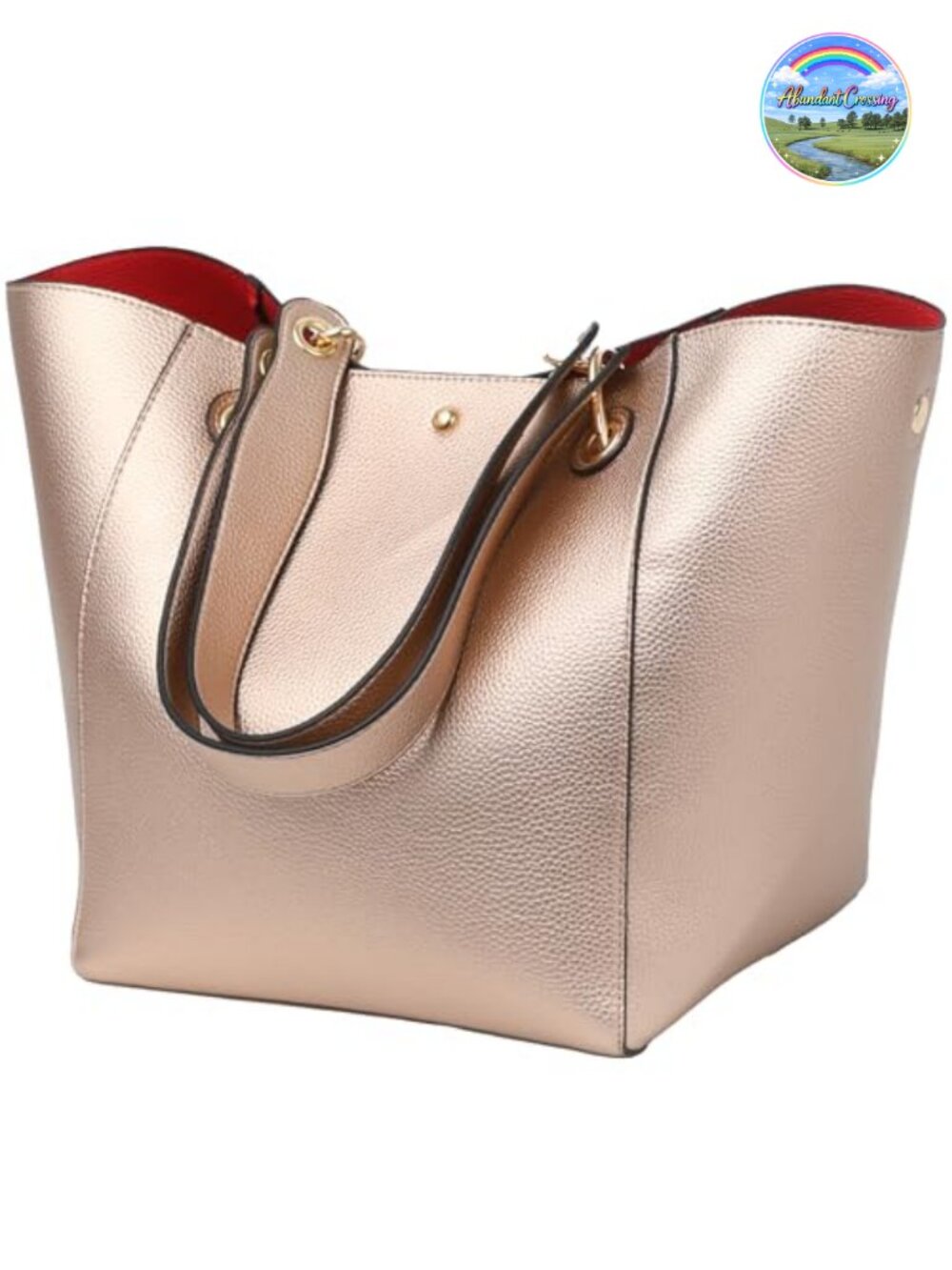Large Vegan Leather Work Tote Bag Bucket Purse Crossbody Shoulder Bag